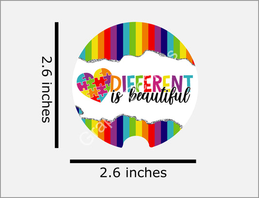 Different Is Beautiful Autism Awareness Car Coaster Template PNG Instant Download Digital File