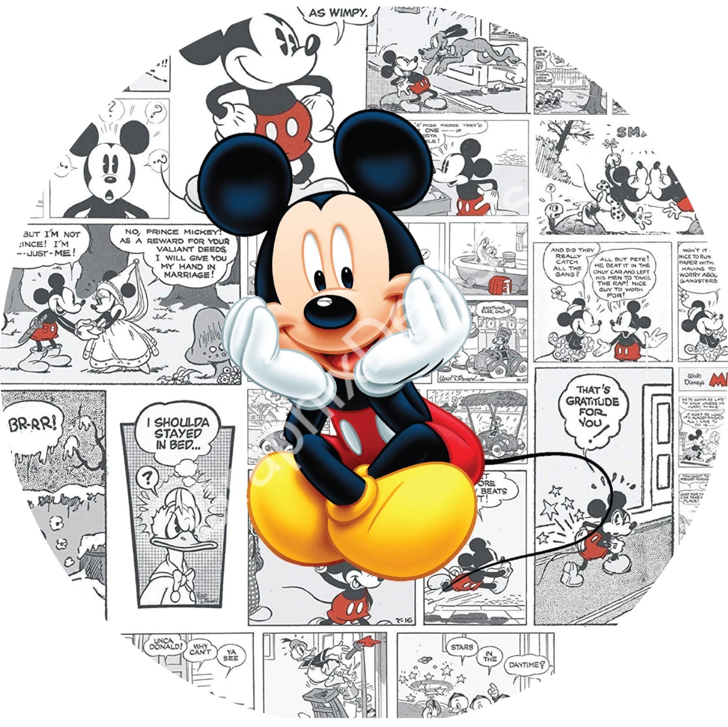 Mickey Cartoon Newspaper Comic Strips Car Coaster Template PNG Instant Download Digital File
