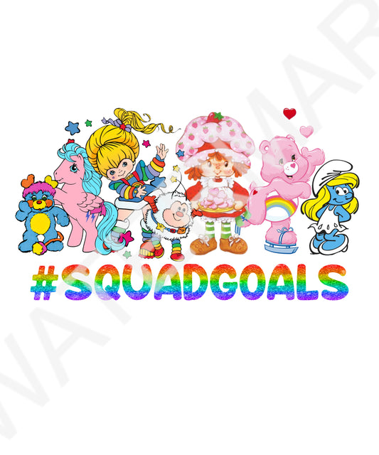 Squad Goals 80's Vintage Cartoon Characters Rainbow PNG Instant DOWNLOAD File