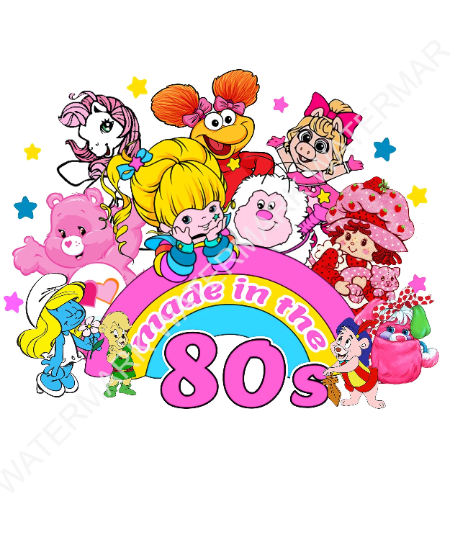 Made in the 80's Vintage Cartoon Characters Rainbow PNG Instant DOWNLOAD File