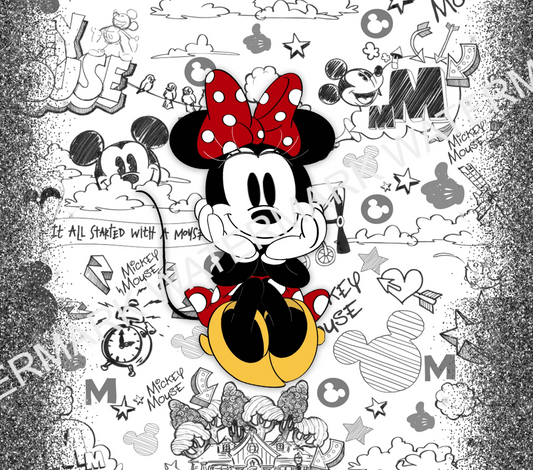 Minnie Cartoon Strips Tumbler PNG Instant Download Digital File